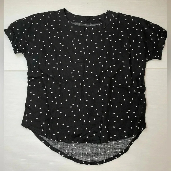 Lisa Bayne Tops - Lisa Bayne Black And White Polka Dot Linen Top Size XS Oversized